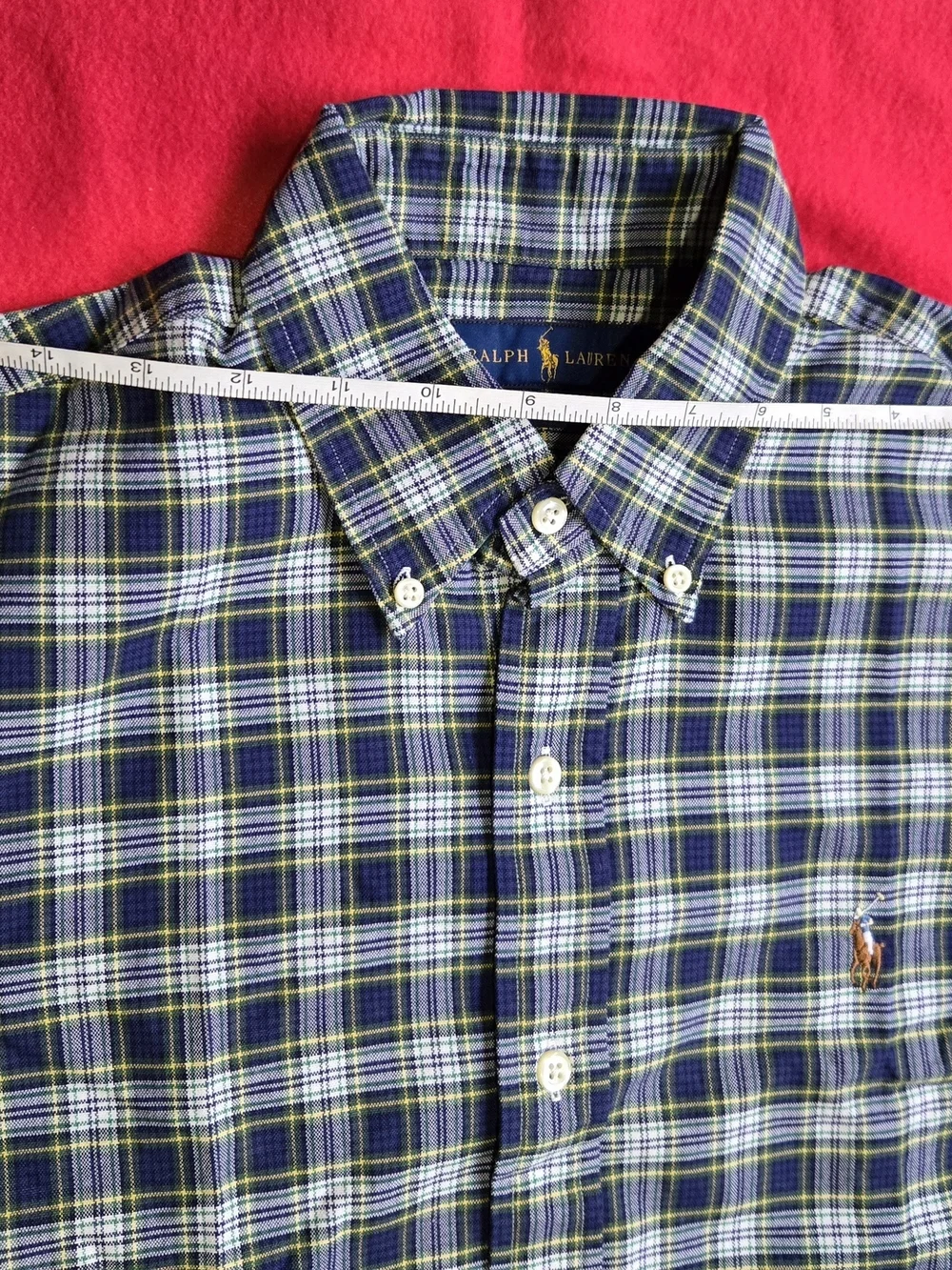 Polo by Ralph Lauren Navy & Green Plaid Button-Down Shirt Small Classic Fit